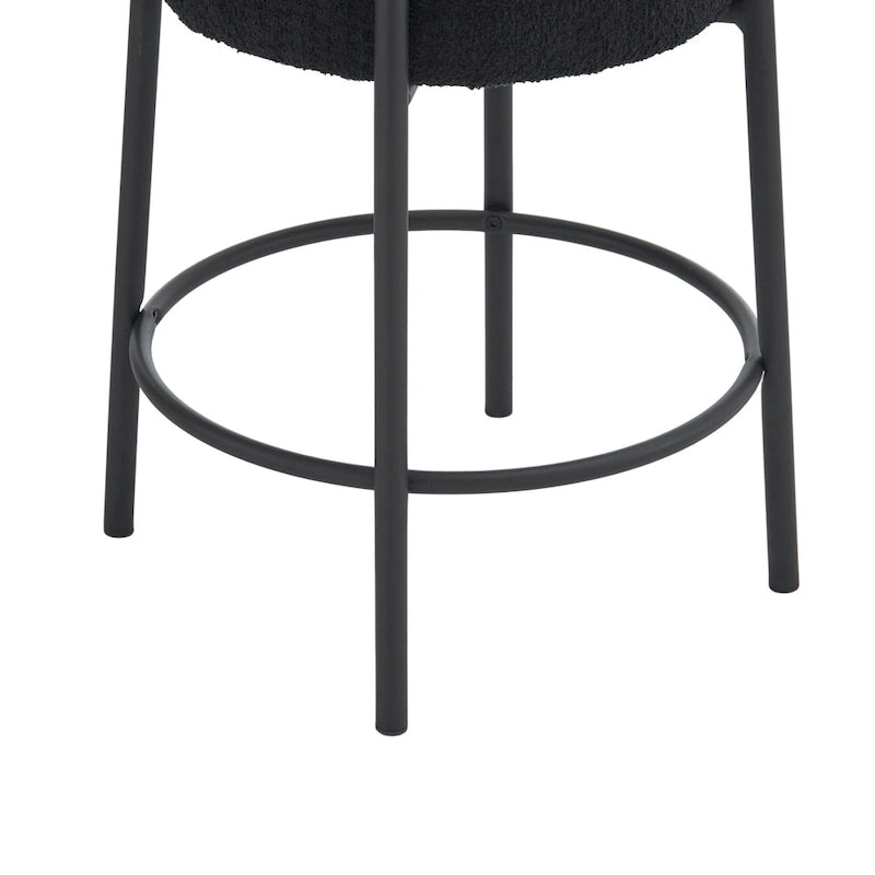 Taburetes de bar negros modernos de 20 pulgadas con patas resistentes de soporte de metal (juego de 2)
