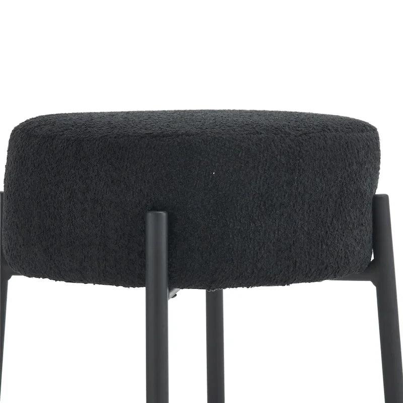 Taburetes de bar negros modernos de 20 pulgadas con patas resistentes de soporte de metal (juego de 2)