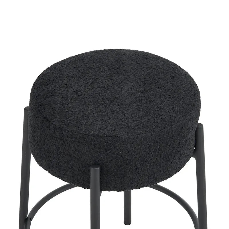 Taburetes de bar negros modernos de 20 pulgadas con patas resistentes de soporte de metal (juego de 2)