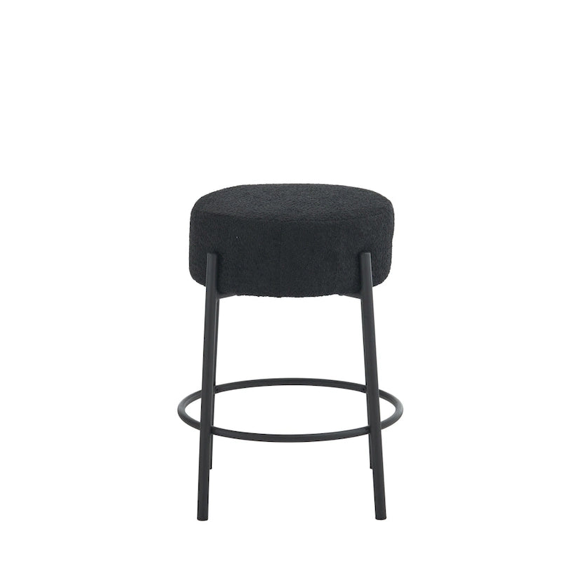 Taburetes de bar negros modernos de 20 pulgadas con patas resistentes de soporte de metal (juego de 2)