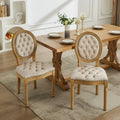 Sillas de Comedor Antiguas con Estructura de Madera Maciza, con Decoración de Hebillas Cosidas a Mano y Tapizado de Terciopelo con Tachuelas, Juego de 2