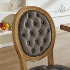 Sillas de Comedor Antiguas con Estructura de Madera Maciza, con Decoración de Hebillas Cosidas a Mano y Tapizado de Terciopelo con Tachuelas, Juego de 2
