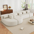 Sofá modular tapizado con 2 chaise longues curvadas y 5 cojines de respaldo, sofá seccional de libre combinación para sala de estar