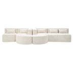 Sofá modular tapizado con 2 chaise longues curvadas y 5 cojines de respaldo, sofá seccional de libre combinación para sala de estar