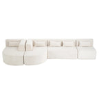 Sofá modular tapizado con 2 chaise longues curvadas y 5 cojines de respaldo, sofá seccional de libre combinación para sala de estar