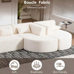 Sofá modular tapizado con 2 chaise longues curvadas y 5 cojines de respaldo, sofá seccional de libre combinación para sala de estar