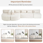 Sofá modular tapizado con 2 chaise longues curvadas y 5 cojines de respaldo, sofá seccional de libre combinación para sala de estar