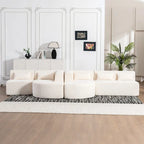 Sofá modular tapizado con 2 chaise longues curvadas y 5 cojines de respaldo, sofá seccional de libre combinación para sala de estar