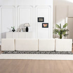Sofá modular tapizado con 2 chaise longues curvadas y 5 cojines de respaldo, sofá seccional de libre combinación para sala de estar