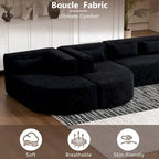 Sofá modular tapizado con 2 chaise longues curvadas y 5 cojines de respaldo, sofá seccional de libre combinación para sala de estar