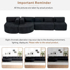 Sofá modular tapizado con 2 chaise longues curvadas y 5 cojines de respaldo, sofá seccional de libre combinación para sala de estar