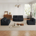 Sofá modular tapizado con 2 chaise longues curvadas y 5 cojines de respaldo, sofá seccional de libre combinación para sala de estar