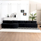 Sofá modular tapizado con 2 chaise longues curvadas y 5 cojines de respaldo, sofá seccional de libre combinación para sala de estar