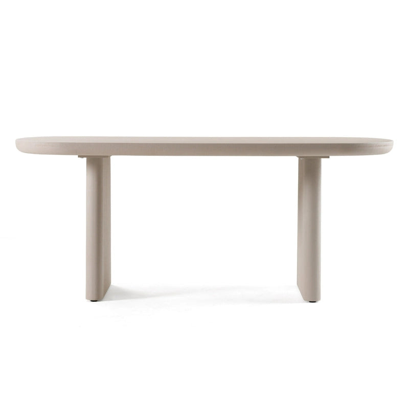 Mesa de comedor ovalada de cemento sintético gris moderno
