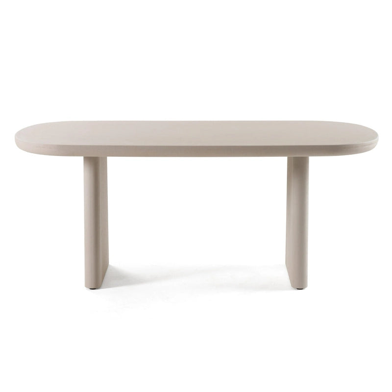 Mesa de comedor ovalada de cemento sintético gris moderno