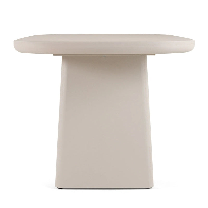 Mesa de comedor ovalada de cemento sintético gris moderno