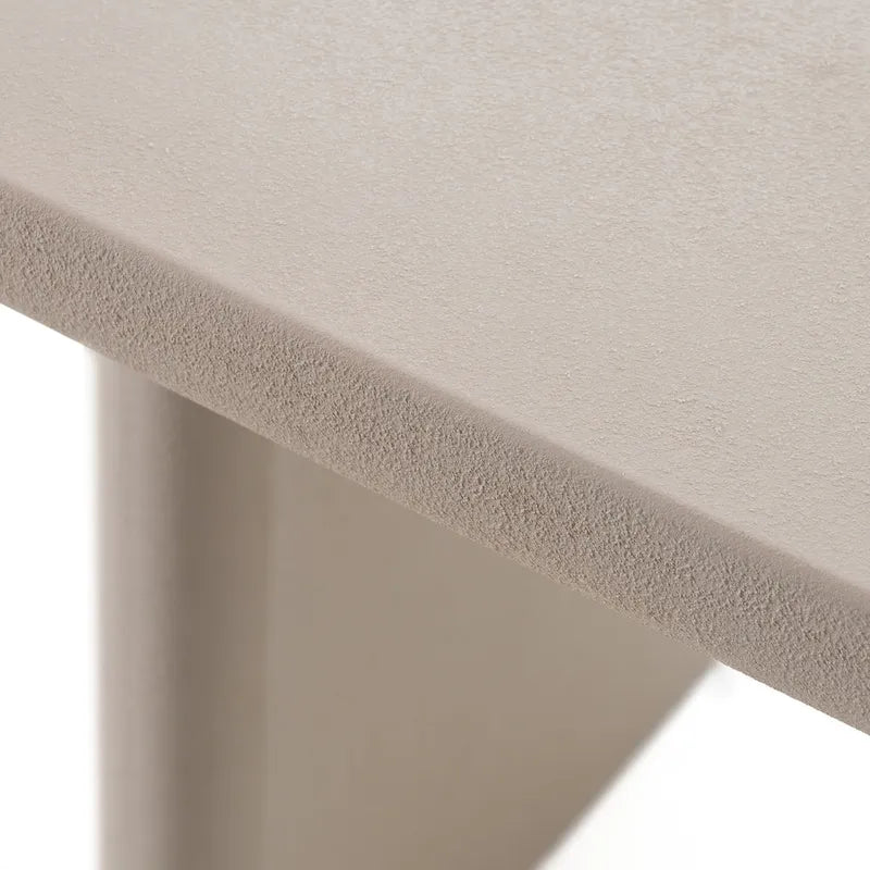 Mesa de comedor ovalada de cemento sintético gris moderno