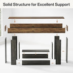 Mesa de entrada rústica de 2 niveles, mesa consola de 160 cm, mesa de sofá estrecha