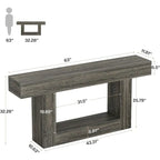 Mesa de entrada rústica de 2 niveles, mesa consola de 160 cm, mesa de sofá estrecha
