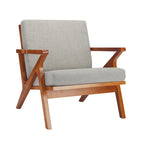 Sillón decorativo de tela con estructura de madera de caucho y cojines extraíbles