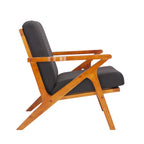 Sillón decorativo de tela con estructura de madera de caucho y cojines extraíbles