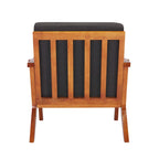 Sillón decorativo de tela con estructura de madera de caucho y cojines extraíbles