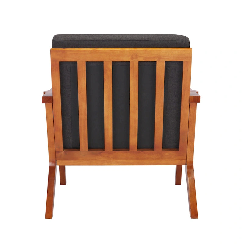 Sillón decorativo de tela con estructura de madera de caucho y cojines extraíbles