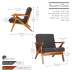 Sillón decorativo de tela con estructura de madera de caucho y cojines extraíbles
