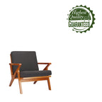 Sillón decorativo de tela con estructura de madera de caucho y cojines extraíbles