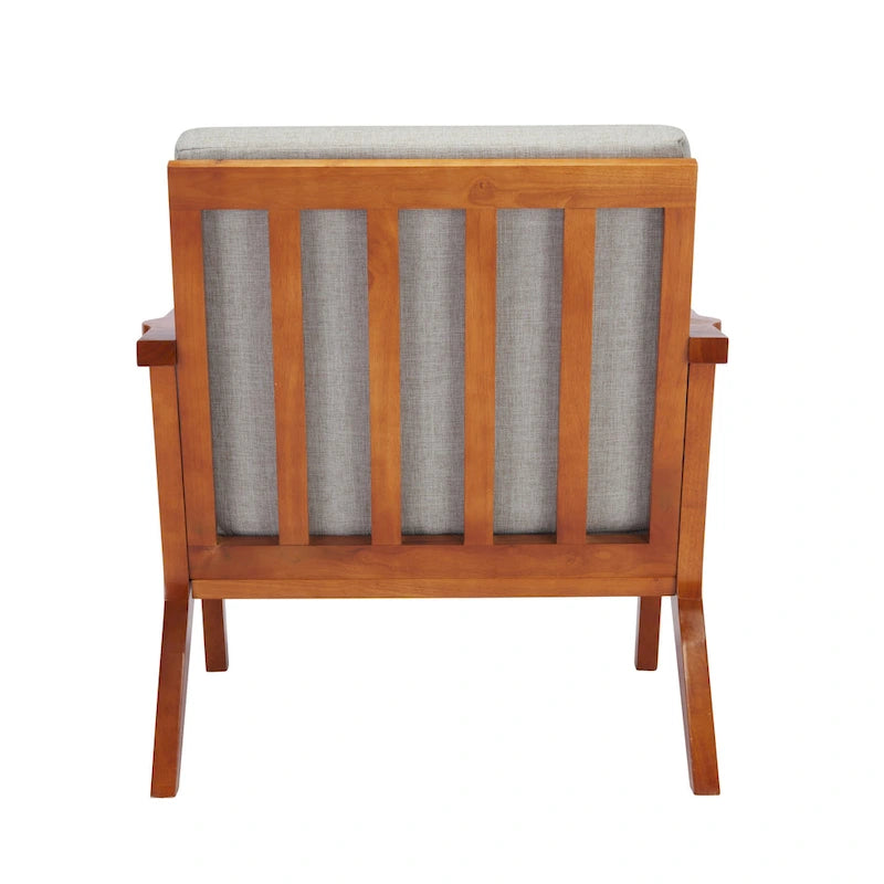 Sillón decorativo de tela con estructura de madera de caucho y cojines extraíbles