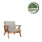 Sillón decorativo de tela con estructura de madera de caucho y cojines extraíbles