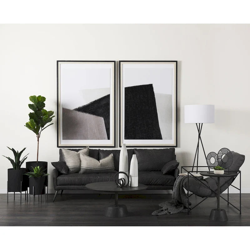 Sofá de cuero genuino marrón - 82.0L x 33.0W x 32.3H