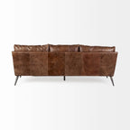 Sofá de cuero genuino marrón - 82.0L x 33.0W x 32.3H