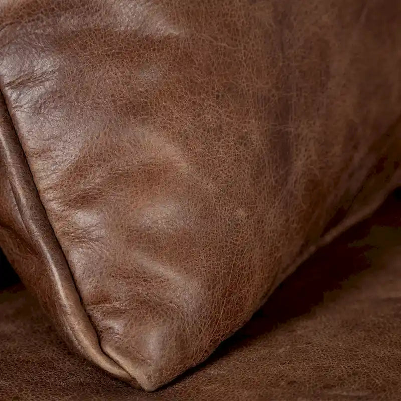Sofá de cuero genuino marrón - 82.0L x 33.0W x 32.3H