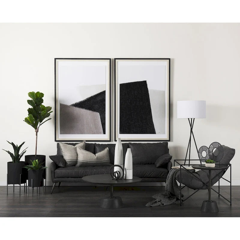 Sofá de cuero genuino marrón - 82.0L x 33.0W x 32.3H