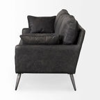 Sofá de cuero genuino marrón - 82.0L x 33.0W x 32.3H