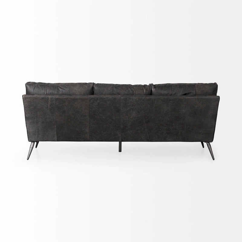 Sofá de cuero genuino marrón - 82.0L x 33.0W x 32.3H
