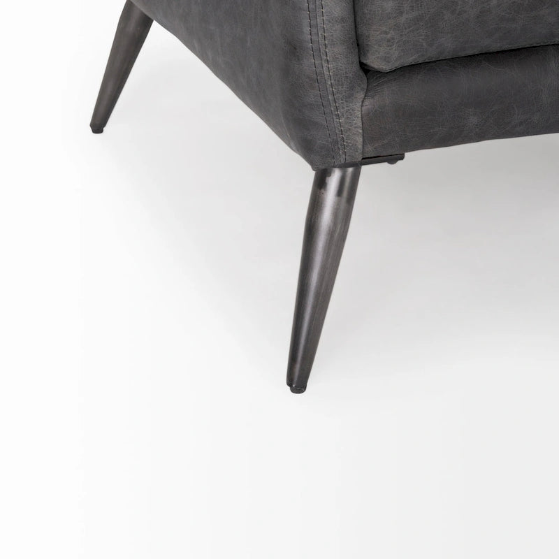 Sofá de cuero genuino marrón - 82.0L x 33.0W x 32.3H