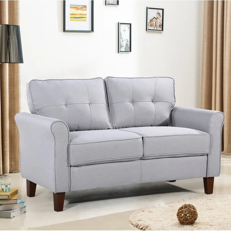 Loveseat de 54.5 de Lino con Brazos Acampanados