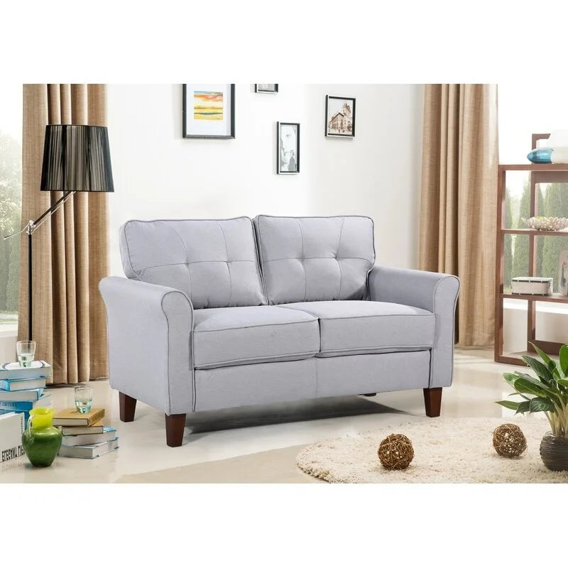 Loveseat de 54.5 de Lino con Brazos Acampanados