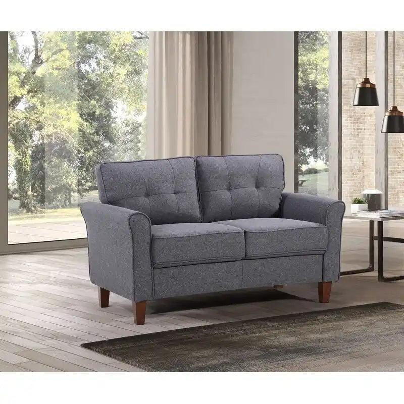 Loveseat de 54.5 de Lino con Brazos Acampanados
