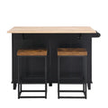 Juego de isla de cocina con extensión plegable y 2 asientos