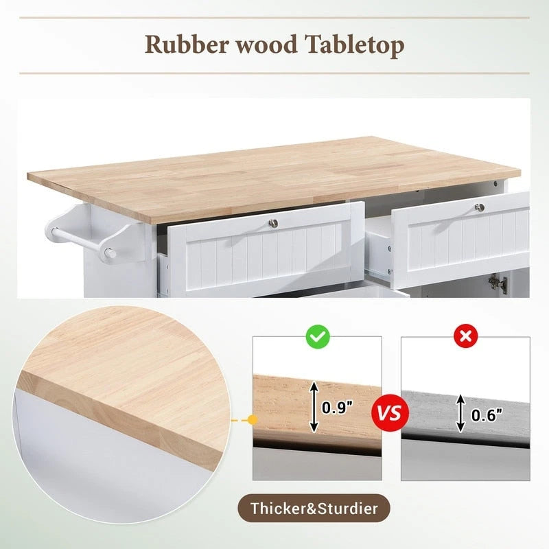 Juego de isla de cocina con extensión plegable y 2 asientos
