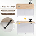 Juego de isla de cocina con extensión plegable y 2 asientos
