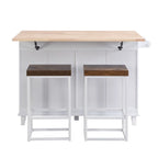 Juego de isla de cocina con extensión plegable y 2 asientos