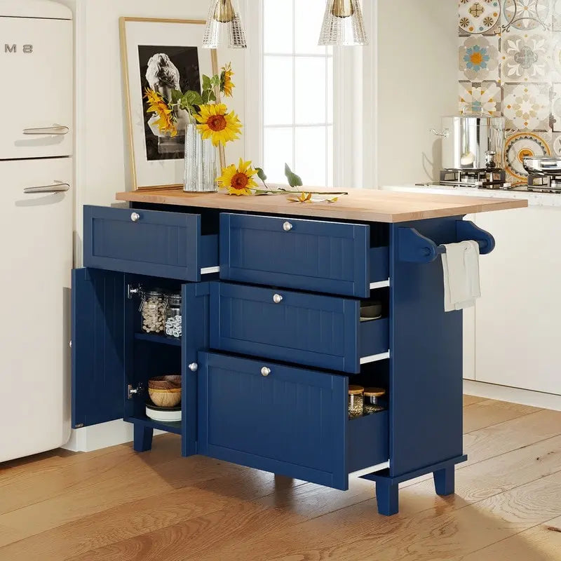 Juego de isla de cocina con extensión plegable y 2 asientos