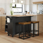 Juego de isla de cocina con extensión plegable y 2 asientos