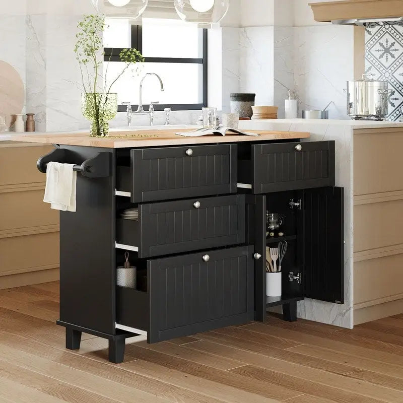 Juego de isla de cocina con extensión plegable y 2 asientos