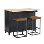 Juego de isla de cocina con extensión plegable y 2 asientos