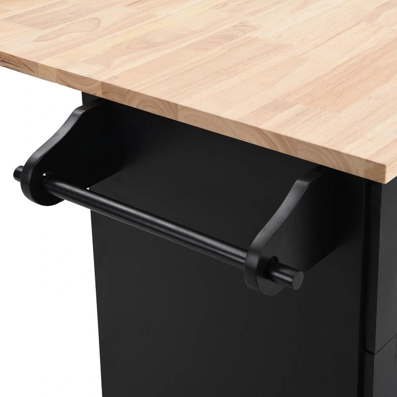 Juego de isla de cocina con extensión plegable y 2 asientos